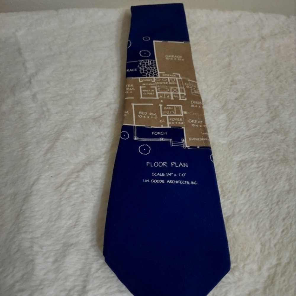 Vicky Davis Neck Tie Homework 58" x 4" Blue and Taupe 100%